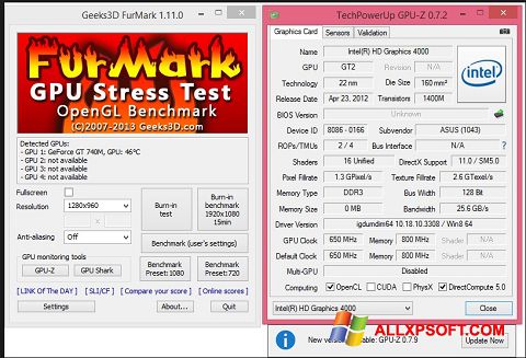 Screenshot FurMark untuk Windows XP