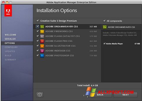 Screenshot Adobe Application Manager untuk Windows XP