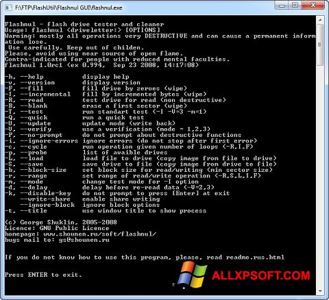 Screenshot Flashnul untuk Windows XP