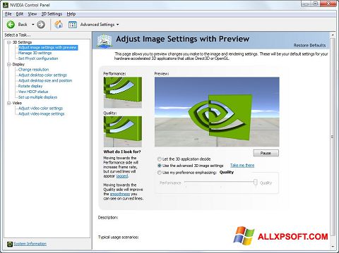 Screenshot NVIDIA ForceWare untuk Windows XP