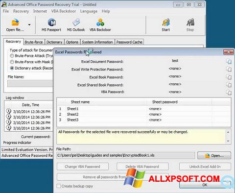 Screenshot Advanced Office Password Recovery untuk Windows XP