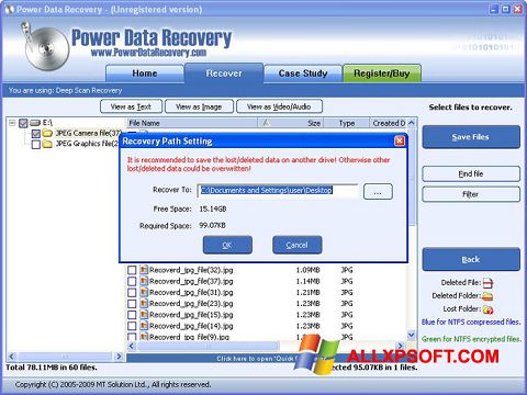 Screenshot Power Data Recovery untuk Windows XP
