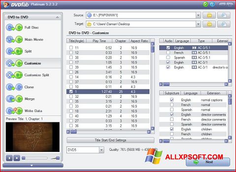 Screenshot DVDFab untuk Windows XP