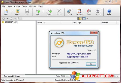 Screenshot PowerISO untuk Windows XP