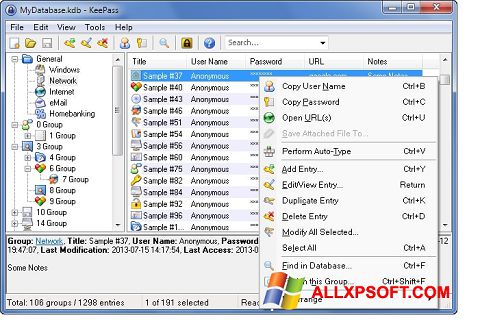 Screenshot KeePass untuk Windows XP