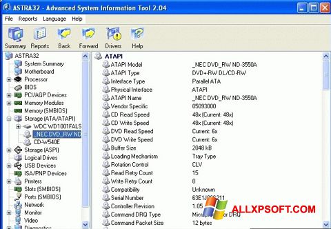 Screenshot ASTRA32 untuk Windows XP