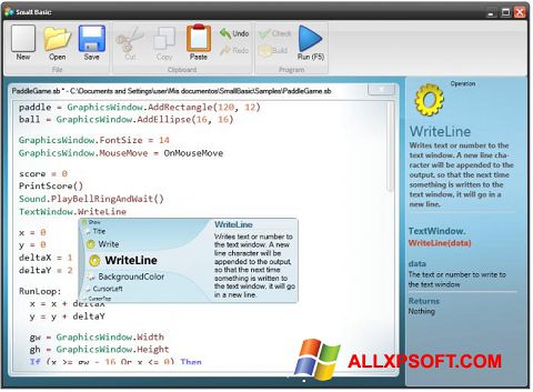 Screenshot Small Basic untuk Windows XP