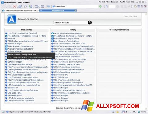 Screenshot Avant Browser untuk Windows XP