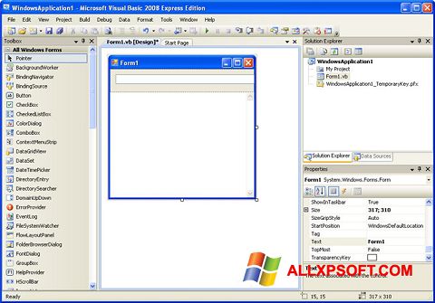 Screenshot Microsoft Visual Basic untuk Windows XP