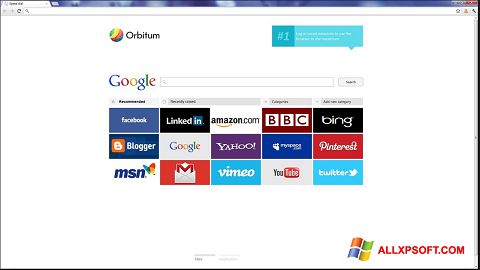 Screenshot Orbitum untuk Windows XP