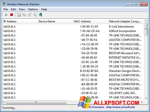 Screenshot Wireless Network Watcher untuk Windows XP
