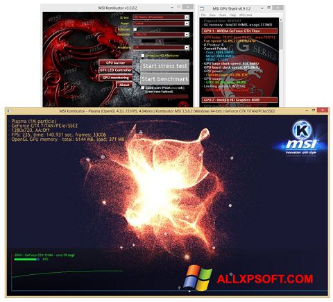 Screenshot MSI Kombustor untuk Windows XP