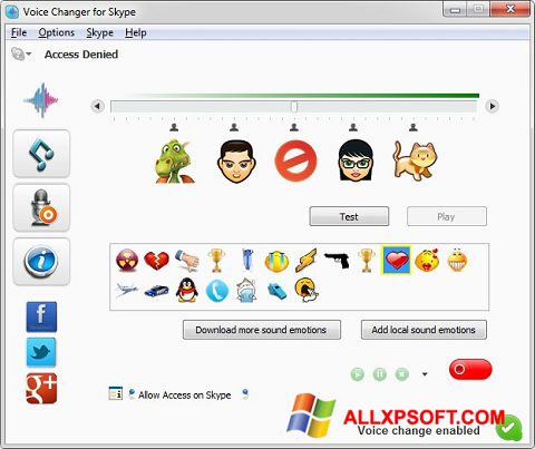 Screenshot Skype Voice Changer untuk Windows XP