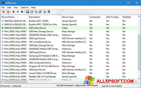 Screenshot USBDeview untuk Windows XP