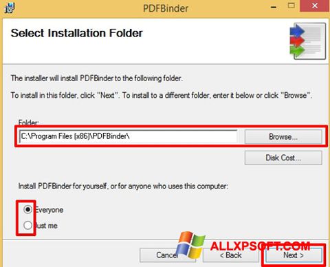 Screenshot PDFBinder untuk Windows XP