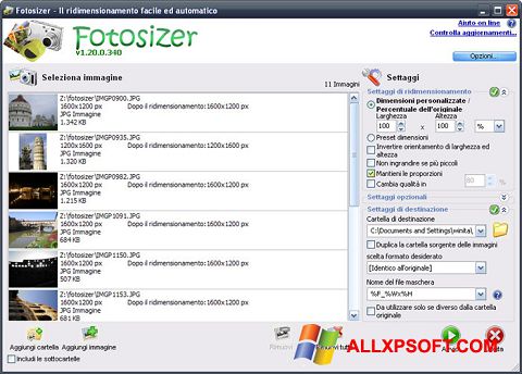 Screenshot Fotosizer untuk Windows XP