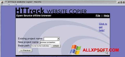 Screenshot HTTrack Website Copier untuk Windows XP