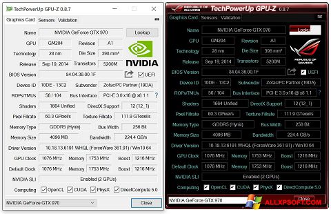 Screenshot GPU-Z untuk Windows XP