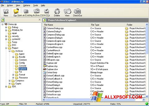 Screenshot IZArc untuk Windows XP