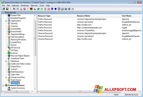 Screenshot SIW untuk Windows XP