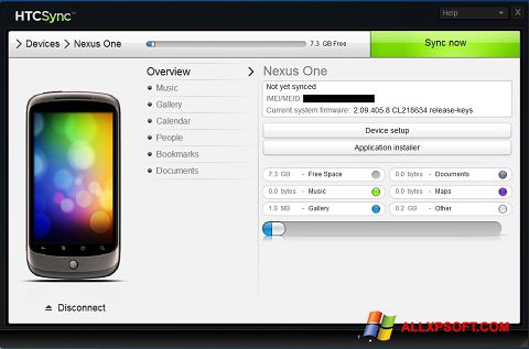 Screenshot HTC Sync untuk Windows XP