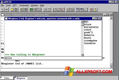 Screenshot mIRC untuk Windows XP