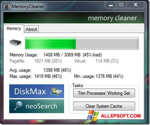 Screenshot Memory Cleaner untuk Windows XP