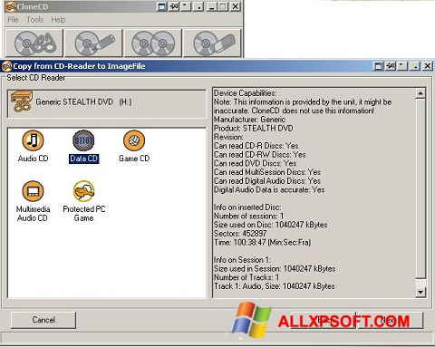 Screenshot CloneCD untuk Windows XP
