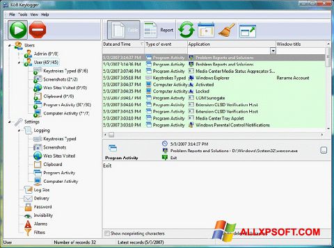 Screenshot Keylogger untuk Windows XP