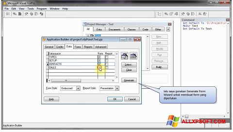 Screenshot Microsoft Visual FoxPro untuk Windows XP