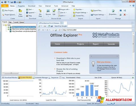 Screenshot Offline Explorer untuk Windows XP