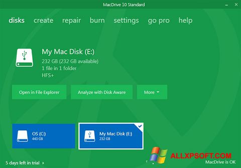 Screenshot MacDrive untuk Windows XP