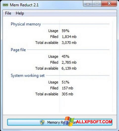 Screenshot Mem Reduct untuk Windows XP