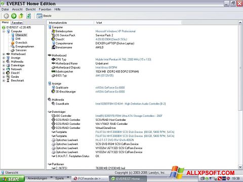 Screenshot EVEREST Home Edition untuk Windows XP