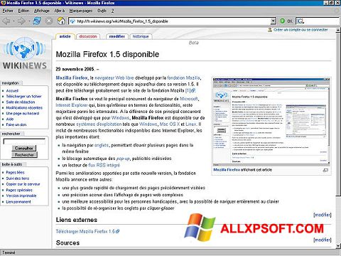 Screenshot Mozilla Firefox untuk Windows XP