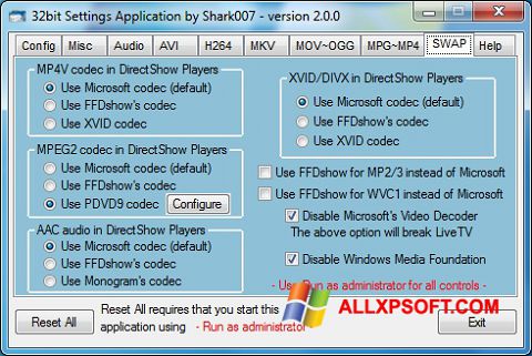 Screenshot ADVANCED Codecs untuk Windows XP