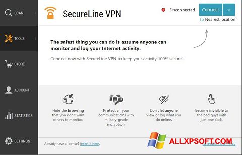 Screenshot Avast SecureLine VPN untuk Windows XP