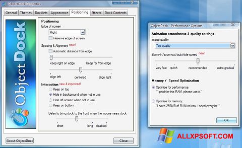 Screenshot ObjectDock untuk Windows XP