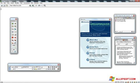 Screenshot Macromedia Dreamweaver untuk Windows XP