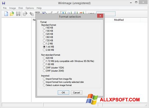 Screenshot WinImage untuk Windows XP