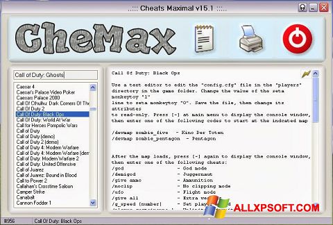 Screenshot CheMax untuk Windows XP