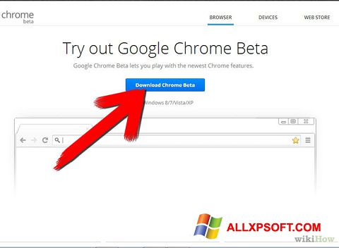 Screenshot Google Chrome Beta untuk Windows XP