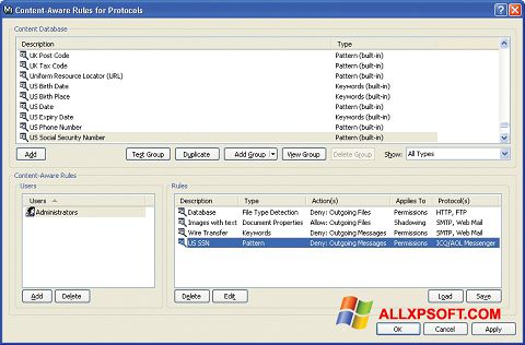 Screenshot DeviceLock untuk Windows XP