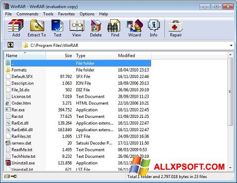 Screenshot WinRAR untuk Windows XP