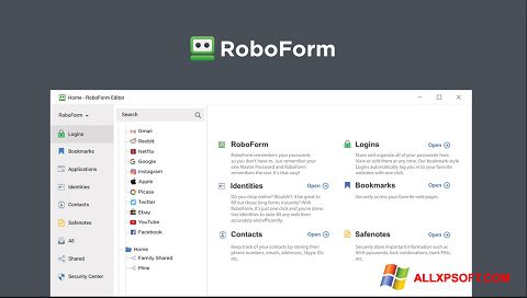Screenshot RoboForm untuk Windows XP