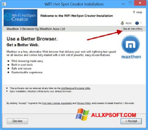 Screenshot Wi-Fi HotSpot Creator untuk Windows XP