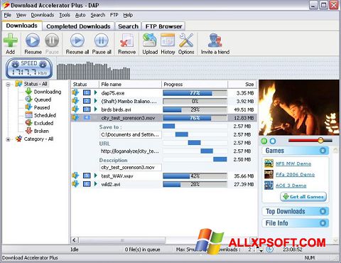 Screenshot Download Accelerator Plus untuk Windows XP