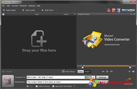 Screenshot Movavi Video Converter untuk Windows XP