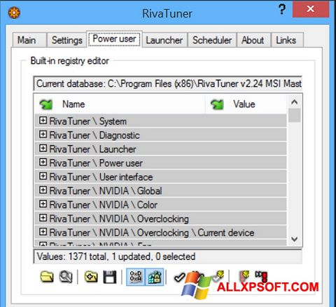 Screenshot RivaTuner untuk Windows XP