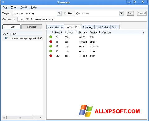 Screenshot Nmap untuk Windows XP